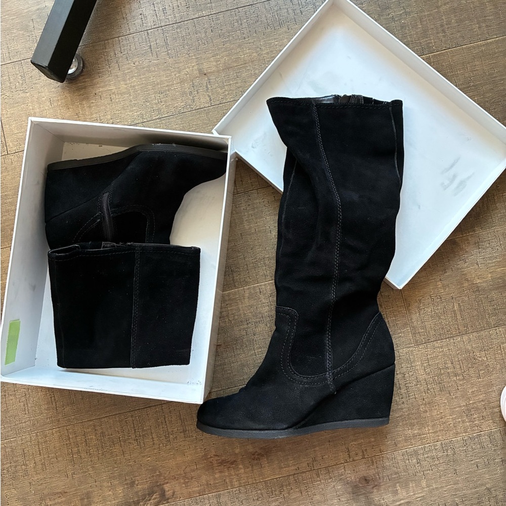 Sam & Libby Black Wedge Boots